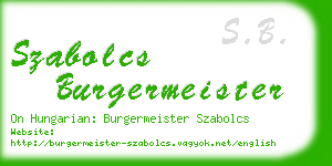 szabolcs burgermeister business card